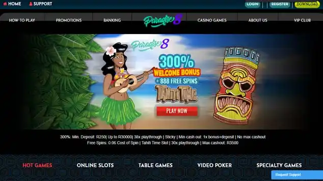 Main bonuses at Paradise 8 Casino 3